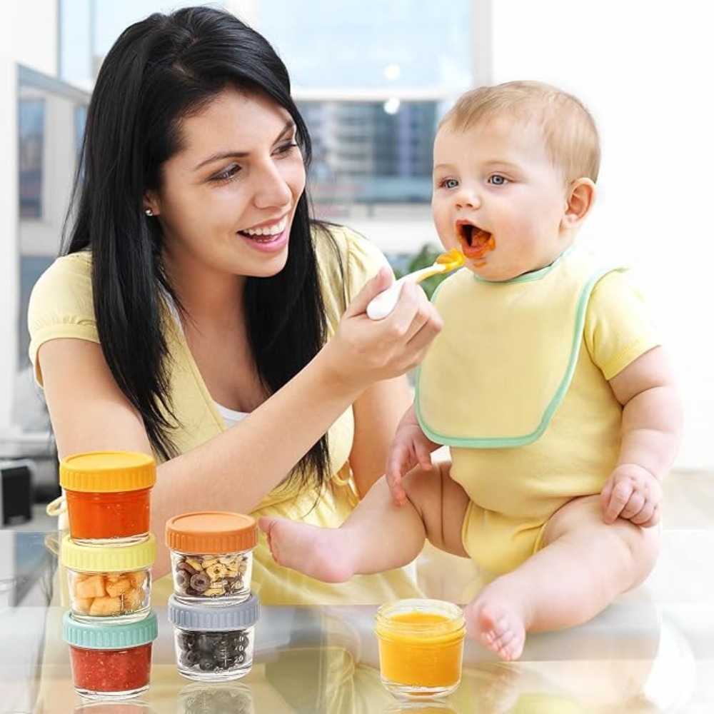 Baby Food Glass - 6pcs Glass Baby Food Jar Reusable